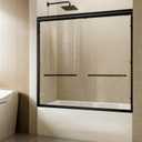 Sliding Bathtub Shower Door, 56-60" W x 57" H Glass Shower Door, Matte Black Aluminum Frame with Stainless Steel Towel Bar