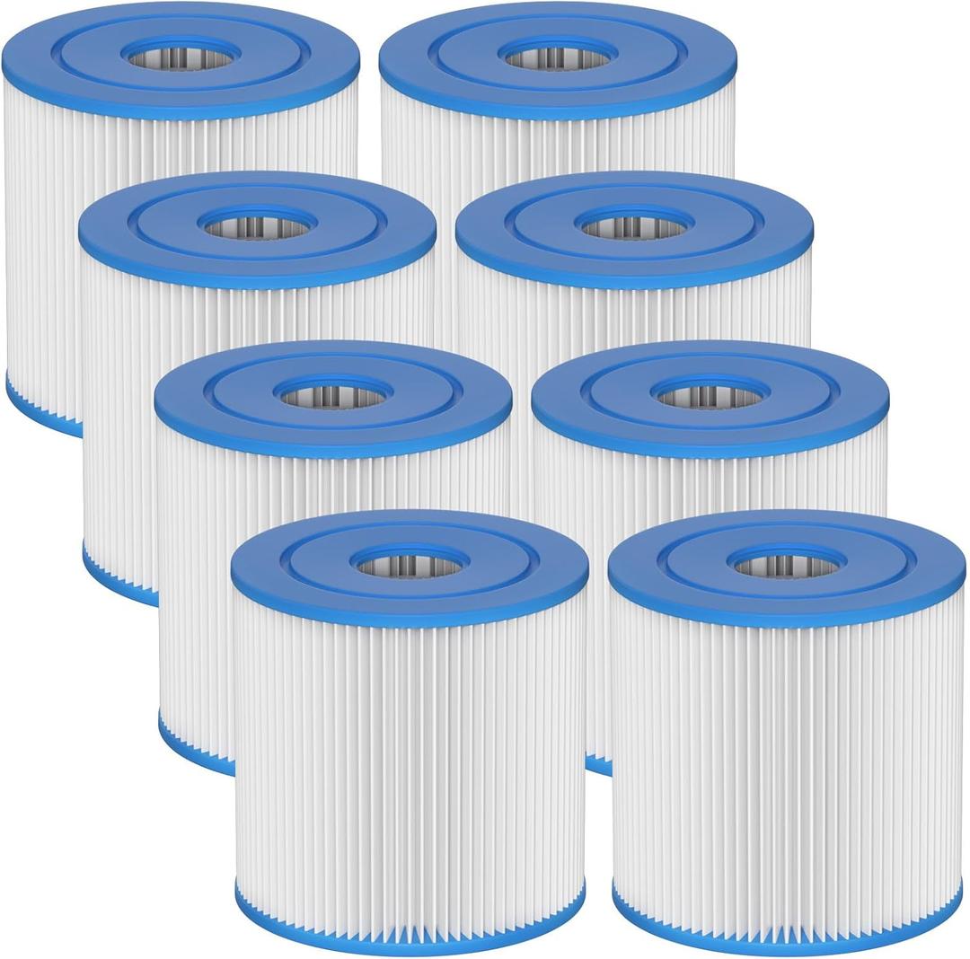 Type I Swimming Pool Filter Cartridge Replacement 58093 Compatible with Summer Waves 300/330 Gal/h Filter Pumps, Pool Filter Cartridge Size 1 for 58093, 8 Packs