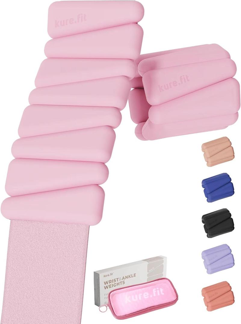 Weighted Bangles | Adjustable Wrist and Ankle Weights for Women 1LB Each (Set of 2) | Ankle Weights for Yoga, Pilates & Walking | Leg & Arm Weights for Men | Home & Gym Workouts (Pink)