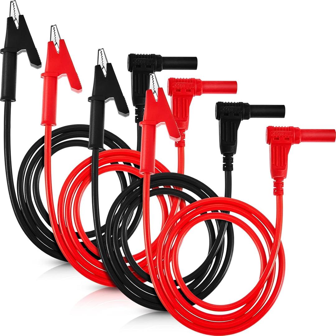 4 Pcs 14 Gauge Banana Plug to Alligator Clip Test Lead Multimeter Test Leads Wire Cable Set Soft Silicone Test Cable Wires for Electrical Testing, 3 ft Long