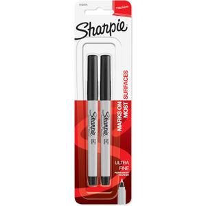 Sharpie 37161PP Permanent Markers, Ultra Fine Point, Black, 2 Count