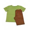 Green Tshirt, Brown Pants, M Size