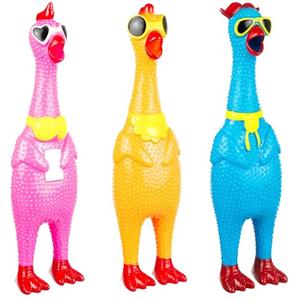 3pc Silly Screaming Chicken Squeeze Toy Set | Hilarious Rubber Chicken Gag Gift & Novelty Prank for Fun & Stress Relief