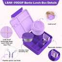 Aimsnk Kids Bento Lunch Box with 8oz Soup Thermo, Kids Leakproof Lunch Food Containers with 4 Compartment,Insulated Hot Food Jar with Lunch Bag for School, Travel (Purple)