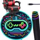 Gaming Chair Mat RGB LED Gaming Lights (Retro Controller 47) - Noise Cancelling, Anti-Slip Gamer Floor Mat  Scratch Resistant Gaming Mat for Chair  Office Chair Mat for Hardwood Floor