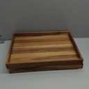 Acacia Wood Serving Tray with Handles Set of 2  Decorative Serving Trays Platter for Breakfast in Bed, Lunch, Dinner, Patio, Ottoman, Coffee Table, BBQ, Party Great for Lap &Couch