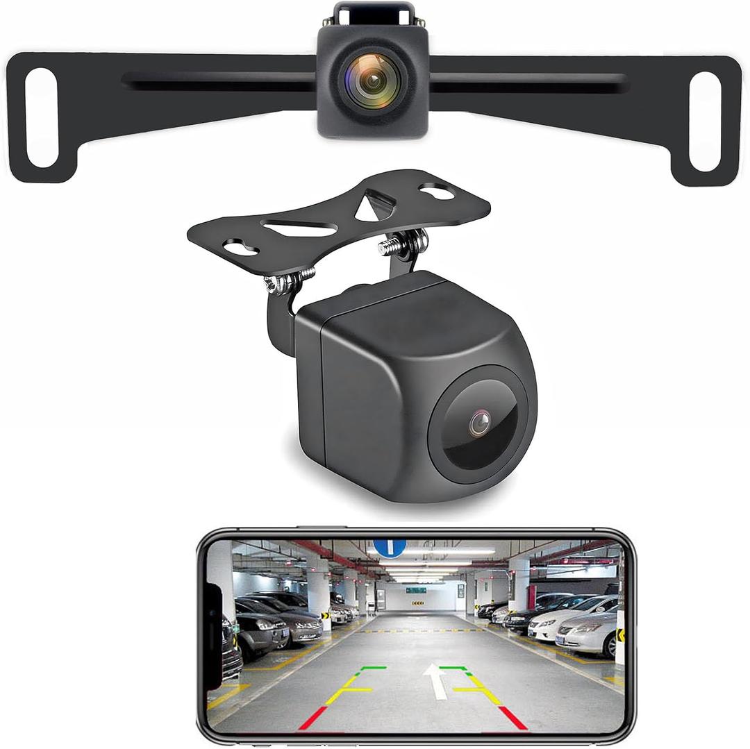 YEOIZO Wireless License Plate Backup Camera for Car/SUV - No Drilling WiFi HD 160 View, Waterproof Reverse/Rear View Camera with Real-Time Signal, Compatible iPhone/Android/iPad (Parking/Hitch Aid)
