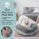 Best Friends by Sheri Ultra Calming Pouf Bed, Orthopedic Round Dog Bed for Joint Support, Faux Fur, Washable Cover, Tan, Large, 36"x36"