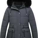 Women's Plus Size Down Coat Parka Jacket | Waterproof, Windproof, Detachable Hood, Thicken for Winter Warmth