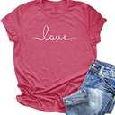 NIUBIA Women's T-Shirt Graphic Tees Love Printed Casual Short Sleeve Tops Summer Loose Fitted Top Size XL