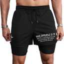 Floerns Men's 2 in 1 Running Shorts Cross Print Athletic Gym Workout Shorts with Compression Liner (Black, XL)