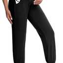 Happy.angel Women's Maternity Pants with Pockets, Loose Joggers Sweatpants for Workout Soft Lounge Pregnancy Clothes (XX-Large, Black)