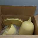 Modern Fluted Drum Coffee Table Set: Round Accent End Table, Beige