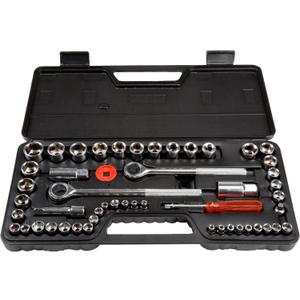 52-Piece Drive Socket Set - 1/4, 3/8 and 1/2 Sockets - SAE and Metric Tools for Mechanics, Craftsmen, and Homeowners - Tool Kit by Stalwart