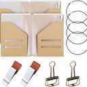 2 Pack Travelers Notebook Accessories Kit Include Travel Kraft File Folder, Zipper Case, Pen Holder, Binder Clip and Elastic Bands Travel Accessories Supplies(Passport Size)