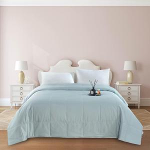 The Cotton & Silk Machine Washable Silk Quilt/Bedspread/Blanket/Duvet Insert for Summer - Silk Filling, Premium Cotton Shell - Luxury, Ultra Soft, Breathable, Body-Hugging - Misty Blue, Queen Size (Queen (86"x92")) The Cotton & Silk Machine Washable Silk Quilt/Bedspread/Blanket/Duvet Insert for Summer - Silk Filling, Premium Cotton Shell - Luxury, Ultra Soft, Breathable, Body-Hugging - Misty Blue, Queen Size (Queen (86"x92"))