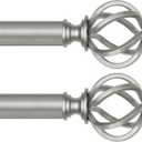 2 Pack Curtain Rod 32 to 58 Inches (2.6 to 4.8 ft), USFOOK 7/8 Inch Heavy Duty Curtain Rods for Windows, Telescoping Splicing Drapery Rods with Antique Silver Twisted Cage Finials