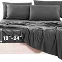 Bedlifes Extra Deep Pocket King Sheets 18-24 Inch-Fits Up to 24" Mattress 1800 Thread Count Egyptian Sheets Set-100% Microfiber Cooling Breathable Soft Luxury 4 Pieces-(Dark Grey)