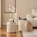 BLEXA Round Set of 2 Ottoman with Storage-Upholstered Velvet Vanity Stool for Makeup Multifunctional Ottomans Coffee Table Padded Seat Foot Rest for Living Room&Bedroom(White), Basic