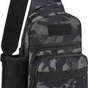 BAIGIO Tactical Sling Backpack Bag for Men Molle Crossbody Shoulder Bags Military EDC Chest Pack One Strap Daypack Camo Black