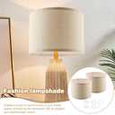 Lampshades Set of 2, Natural Linen Drum Lampshades, 10.24" Top x 10.24" Bottom x 7.48" High, Lamp Shades Replacement for Table and Floor Lamps, Easy Assembly Required(COLOR: Beige)