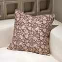 Amor Virisso Throw Pillow Covers 20x20 Floral Pillow Covers Block Print Farmhouse Neutral Pillow Covers Decorative Accent Throw Pillows for Couch Bed Living Room Sofa Pillows 1PC, Brown