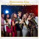 12 Pcs Prom King Queen Crowns Set with Sashes Prom Court Crown Tiara Sash for 2025 Graduation Party Cosplay (Black)