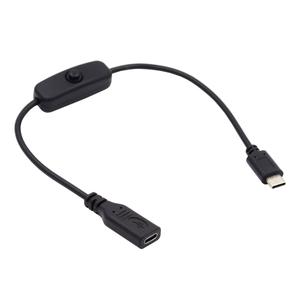 NFHK USB-C Cable with On Off Power Switch Button USB Type C Male to Female for Laptop Keyboard Raspberry Pi 4B