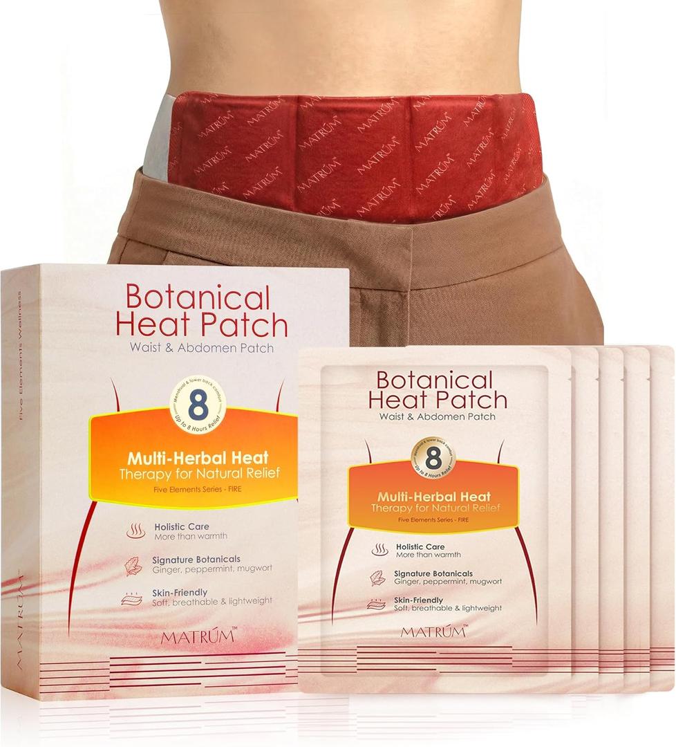 Heating Pad for Period Cramps & Back Pain Relief, 2-in-1 Heat Patch, Long-Lasting Drug-Free Comfort, Discreet & Skin-Friendly, 5 Count