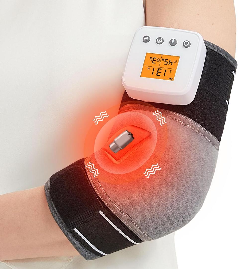 CAMECO Cordless Elbow Arm Massager with Heat for Tendonitis & Tennis Elbow, Rechargeable Arm Heating Pad Wrap for Women Men Pain Relief, Portable Vibration Massage Heatd Brace, Auto Shut-Off