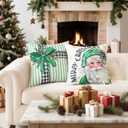 Artscope Christmas Throw Pillow Covers 20x20 Inch Set of 4, Santa Claus Merry Bright Xmas Tree Ball Holiday Decoration Pillow Cases for Christmas Home Decor-Green