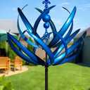 91 inch Wind Spinners Outdoor - Extra Large Outdoor Metal Wind Sculptures Spinners with Stake, Windmills for The Yard Garden, Yard Art Garden Lawn Decor - Blue (27" W x 91" H)