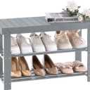 Apicizon Bamboo Shoe Storage Bench for Living Room, Entryway Storage Premium Shoe Organizer or Entryway Bench, Grey (27.6 Inches No Cushion)