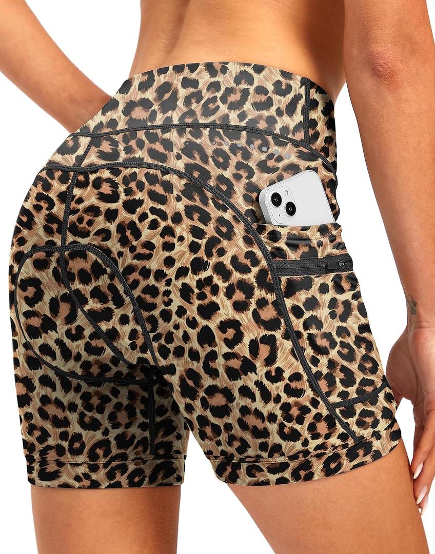 Women's 4D Padded Bike Shorts 5"/7" Riding Underwear Cycling Bicycle Road Biking Cycle Shorts for Women Zipper Pockets L