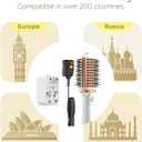 Plavogue Dual Voltage Blow Dryer Brush for European Travel,110V-240V Hot Air Brush with Volumizer, Negative Ionic Anti-Frizz - Styling Brush with Ceramic Coating for Long/Mid Hair Types, Oval Shape