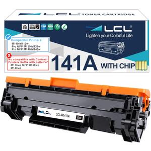 LCL 141A Black Toner Cartridge with OEM Chip Replacement for HP 141A W1410A 141X W1410X for Laserjet M110 M110w MFP M139 M139w M140 M140w Printer (1-Pack )
