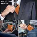 nuoku Mens Wallet, Credit Card Holder for Men, Bifold RFID Blocking Aluminum Slim Wallet for Men with Cash Strap (Brown)