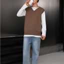 SHENHE Men's V Neck Sleeveless Plain Soft Sweater Vest Pullover Preppy Top (M)