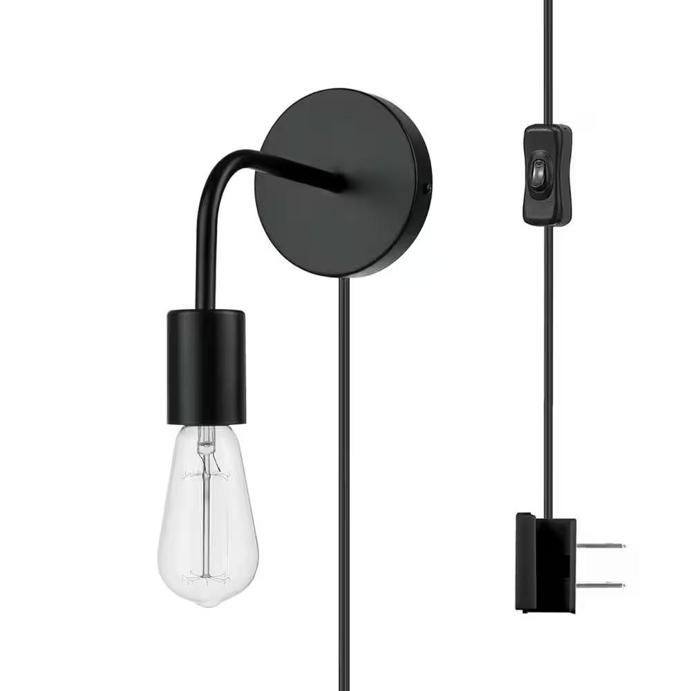 Globe Electric
Holden 1.77 in. 1-Light Matte Black Wall Sconce Light with Plug-In or Hardwire Option for Bedroom