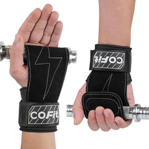 COFIT Wrist Straps for Weightlifting, Workout Wrist Wraps with Dual-Layer Oxford Leather, Enhanced Grip for Optimal Hand and Wrist Protection, Gym Lifting Straps for Deadlift and Powerlifting (Standard size (palm length over 7in), 01. Black)