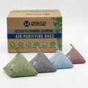 4 pack Naturally Activated Bamboo Charcoal Air Purifying Bags | Natural Home Deodorizer Bag | Charcoal Bag Odor Absorber For Pets | Odor Eliminator & Moisture Absorber Air Freshener Bag (200g Pyramid)