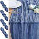 Xiomot 4PCS Table Runner Cheesecloth 10FT Blue Boho Gauze Cheese Cloth Rustic Sheer Table Runners for Wedding Birthday Bridal Baby Shower Party Decoration