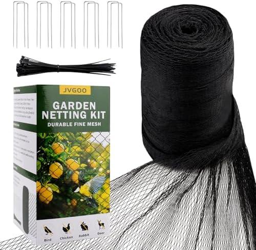 Jvgoo Bird Netting for Garden, 13 x 40 FT Bird Netting for Chicken Coop, Heavy Duty Garden Poultry Net Mesh with Ties and Staples for Fruit Trees Vegetables Against Birds, Deer, Squirrels