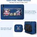 KAVIGOR 80L Rolling Baseball & Softball Bag for Youth & Adult, Holds 3 Gloves & 4 Bats, Custom Team Panel, Travel Ball Ready, Blue 