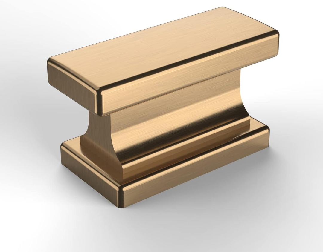 Asidrama 20 Pack Champagne Bronze Kitchen Cabinet Knobs Brushed Brass Dresser Knobs Drawer Knobs Gold Cabinet Hardware Zinc Knobs for Dresser Drawers (Single Hole Knob)