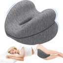 Knee Pillow for Side Sleepers, Memory Foam Leg Pillow with Washable Cover, Knee Pillows for Sleeping Blood Circulation, Legs Spine Aligning Sciatica Back Hip Knee Support, Grey