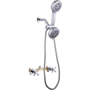 2 Handle Shower Faucet Chrome with 9 Modes Handheld Shower and 7 Modes Shower Head, Shower Trim Kit with Rough-in Valve Wall Mounted