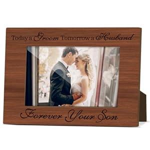 Today a Groom Tomorrow a Husband Forever Your Son Wedding Gifts for Groom's Parents Wood Photo Frame for Wedding Picture Frames for Parents Father of The Groom Gifts Mother of The Groom Gifts - JRM808