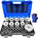 30Pcs Pull and Press Sleeve Kit, Bushing Press Kit for Most Engine Cars Vehicles, Universal Seal Bearing Bushing Removal Installation Tool Kit 6 Pulling Spindles with Nuts Case