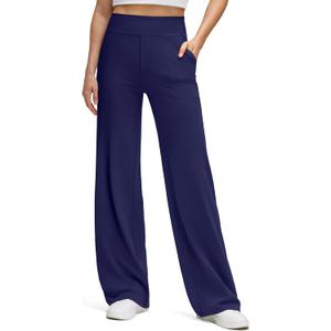 G4Free BareFeel High Stretch Wide Leg Pants for Women Soft Comfy Casual Yoga Pants with Pockets Petite/Regular/Tall (Black, XXL)